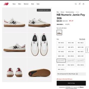 New Balance Numeric 306 White and Black Sneakers